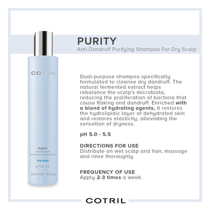 COTRIL Purity Anti-Dandruff & Moisturizing Shampoo For Dry Scalp (250 ml)