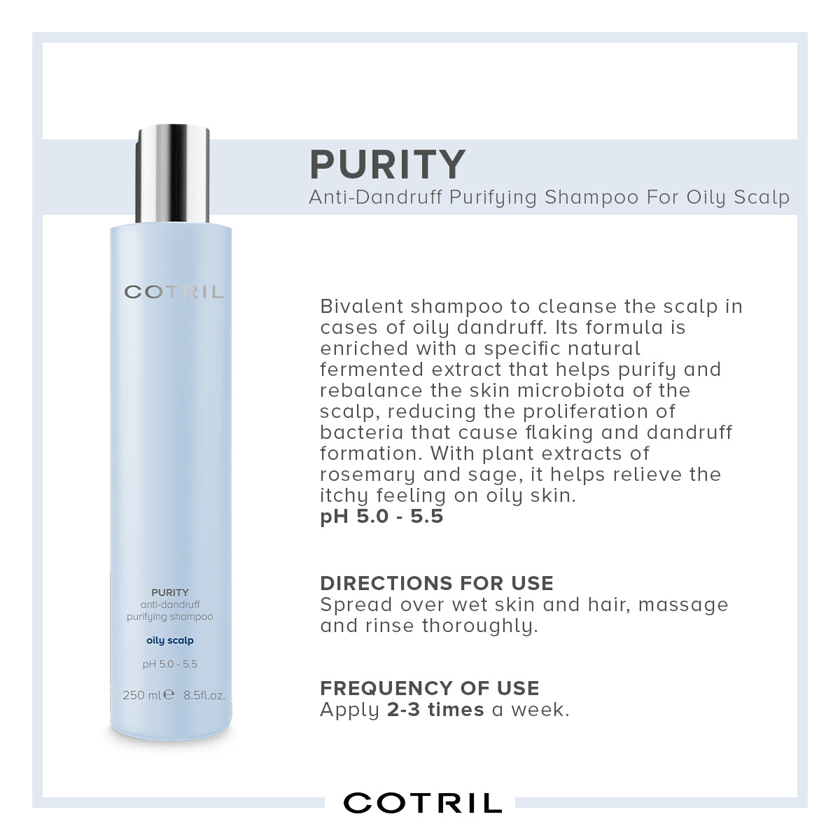 COTRIL Purity Anti-Dandruff & Purifying Shampoo For Oily Scalp (250 ml)