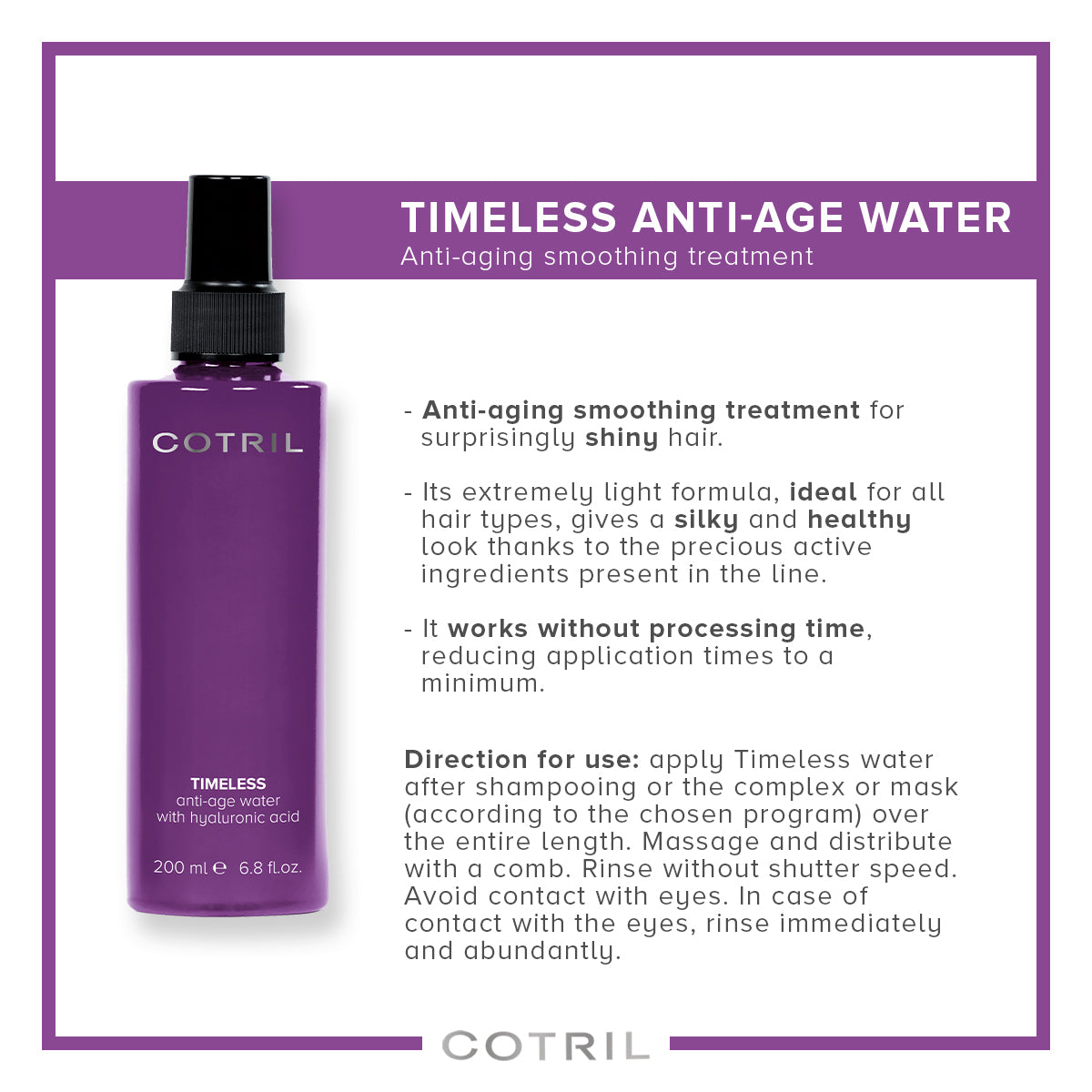 COTRIL TIMELESS ANTI-AGE WATER WITH HYALURONIC ACID 200ml